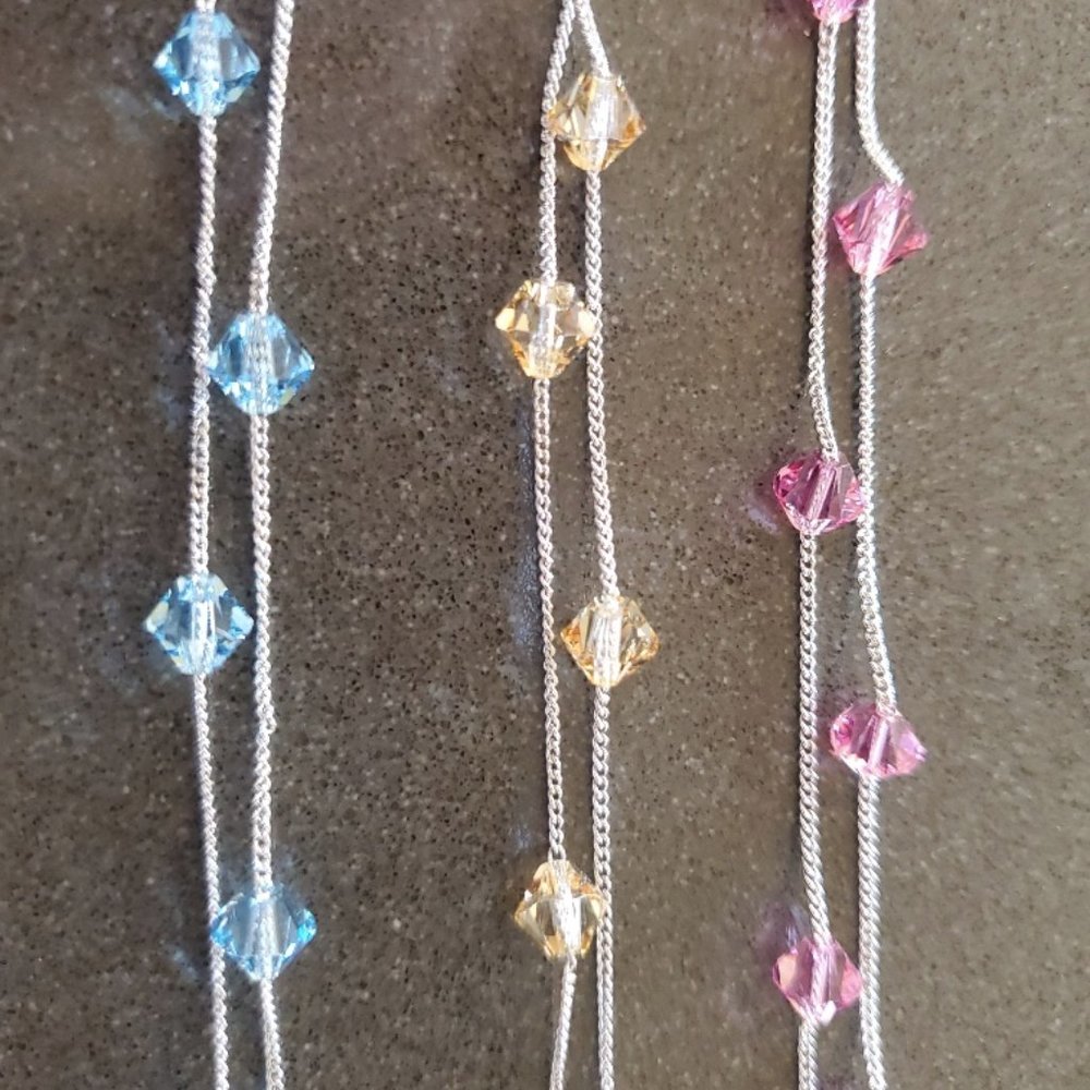 3 Anklet Set. Double Strand. 3 Colors